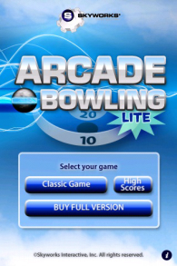 Arcade Bowling Lite 初期画面