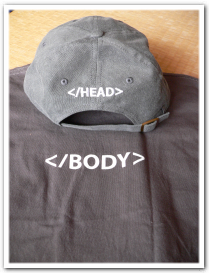 head tag キャップと body tag Tシャツ