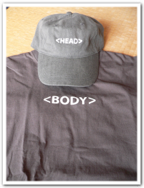 head tag キャップと body tag Tシャツ