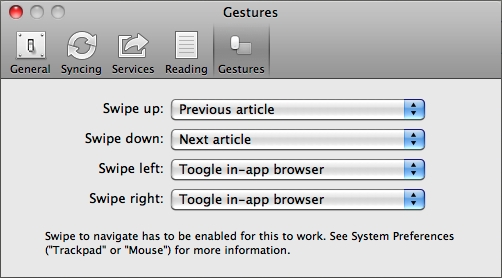 Reeder for Mac の Gestures